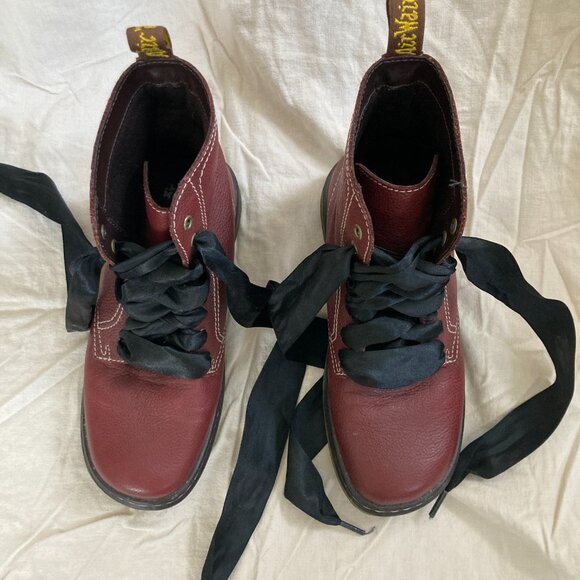 Dr Martens Felice Lace Up Boots- Maroon with ribbon laces - Picture 8 of 8